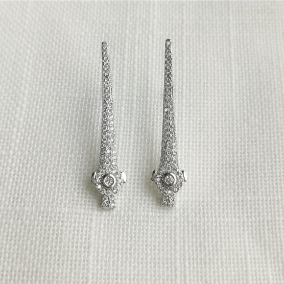 ART DECO sterling silver cz long  earrings 🆕 - Picture 4 of 7